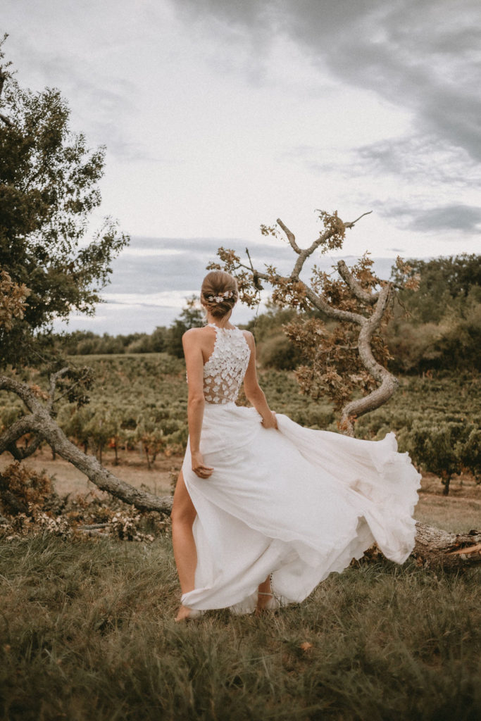 photo robe de mariée au chateau de flojague à Saint Emilion Gironde